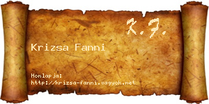 Krizsa Fanni névjegykártya